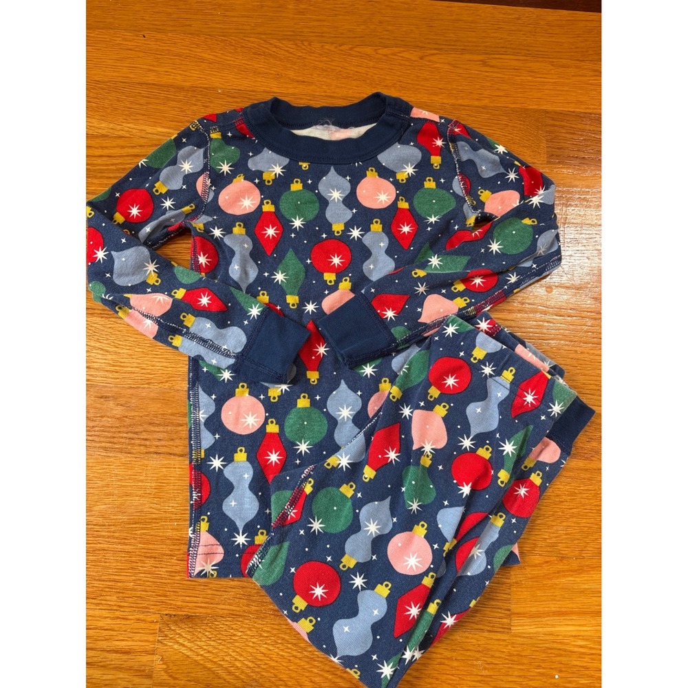 Hanna Andersson Kids US 4 Organic Cotton Christmas Ornament Pajama Set Blue PJs